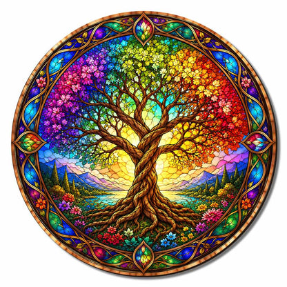 Wooden Jigsaw Puzzles Radiant Tree - Stained Glass Jigsaw Puzzle
