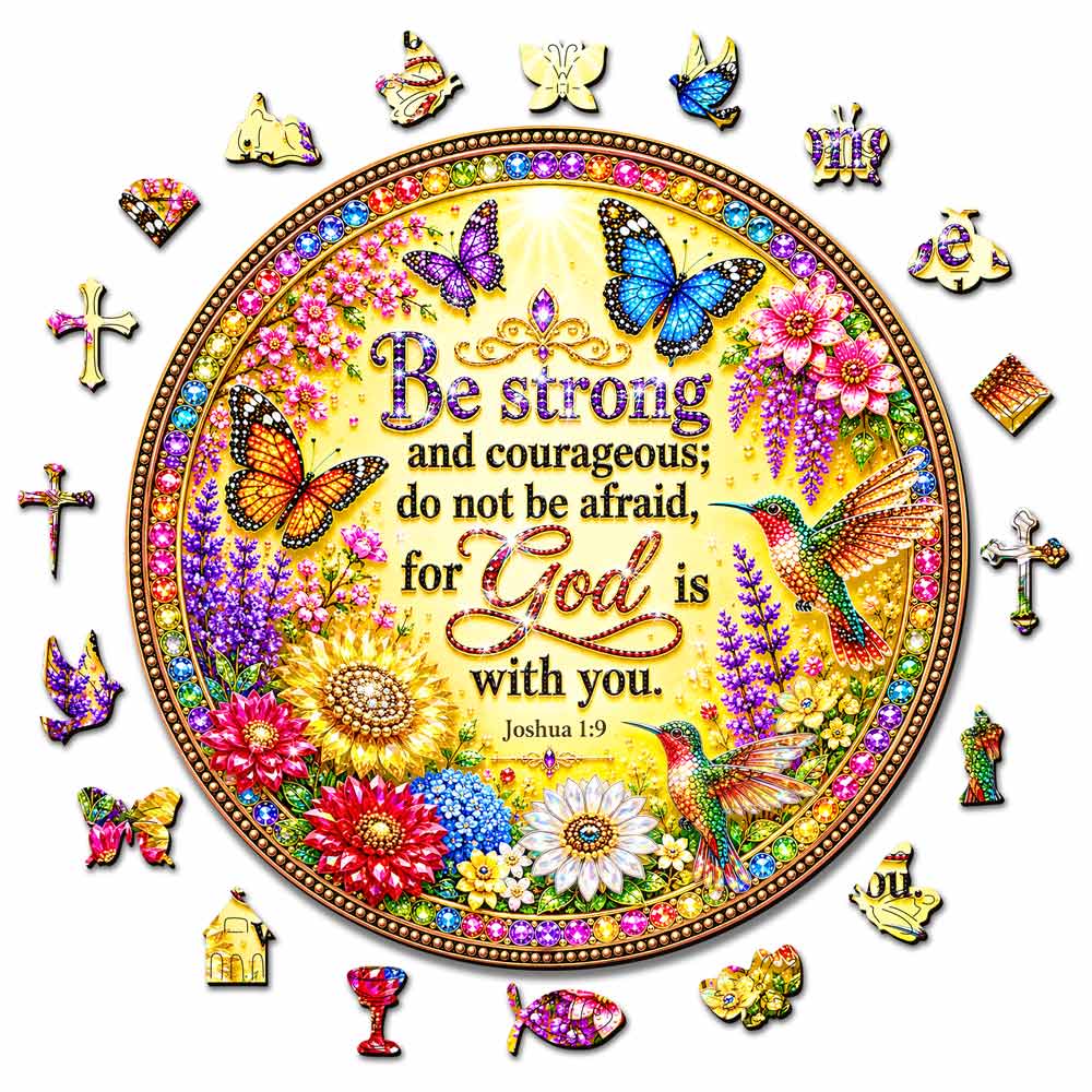 Be Strong and Courageous, for God Is with You - Wooden Jigsaw Puzzle