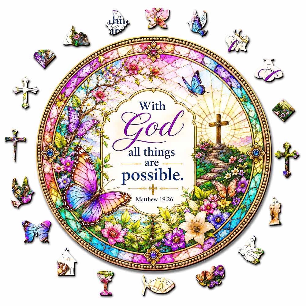 With God All Things Are Possible - Wooden Jigsaw Puzzle