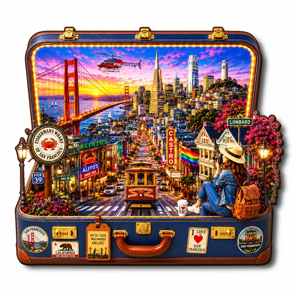 San Francisco City Travel Case - Wooden Jigsaw Puzzle