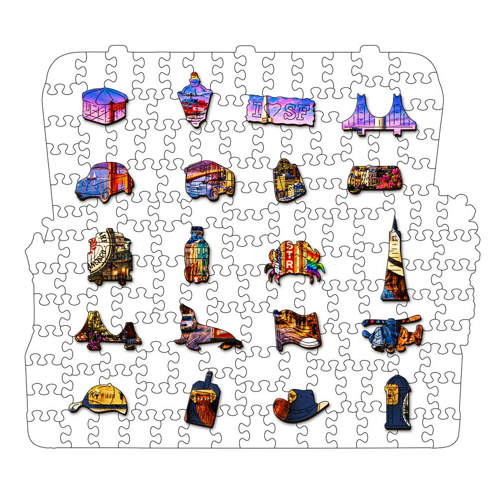 San Francisco City Travel Case - Wooden Jigsaw Puzzle