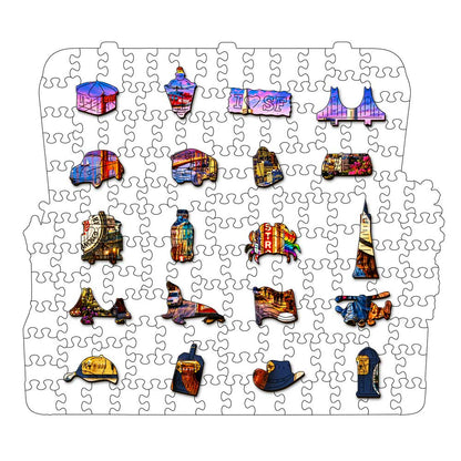 San Francisco City Travel Case - Wooden Jigsaw Puzzle