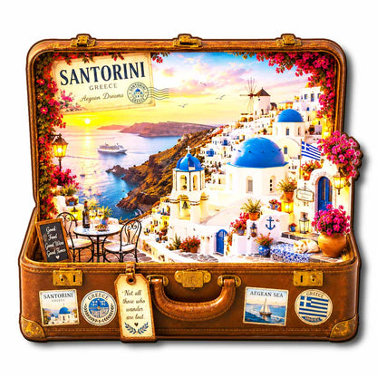 Santorini Travel Case - Wooden Jigsaw Puzzle