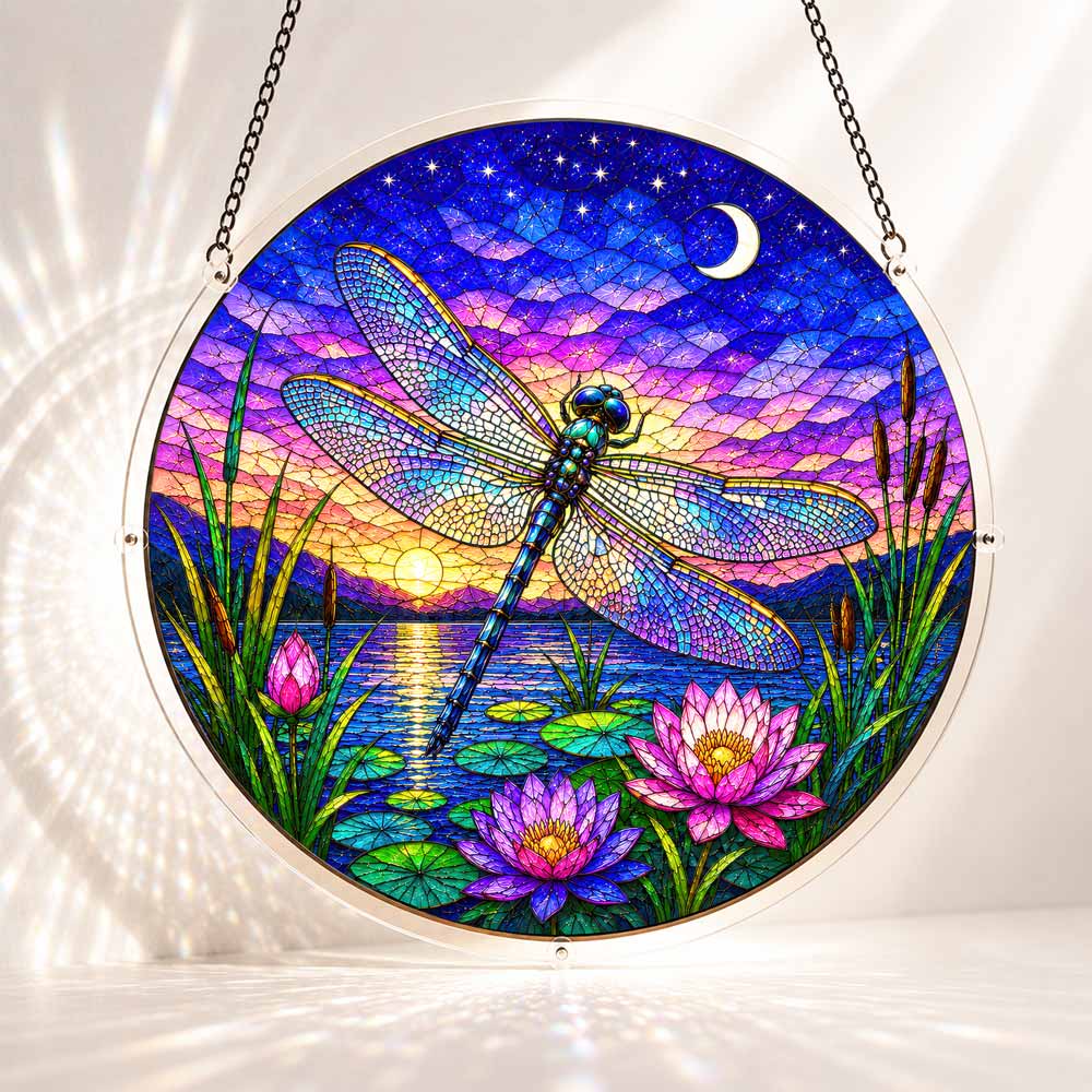 Acrylic Jigsaw Puzzle Suncatcher - Twilight Dragonfly