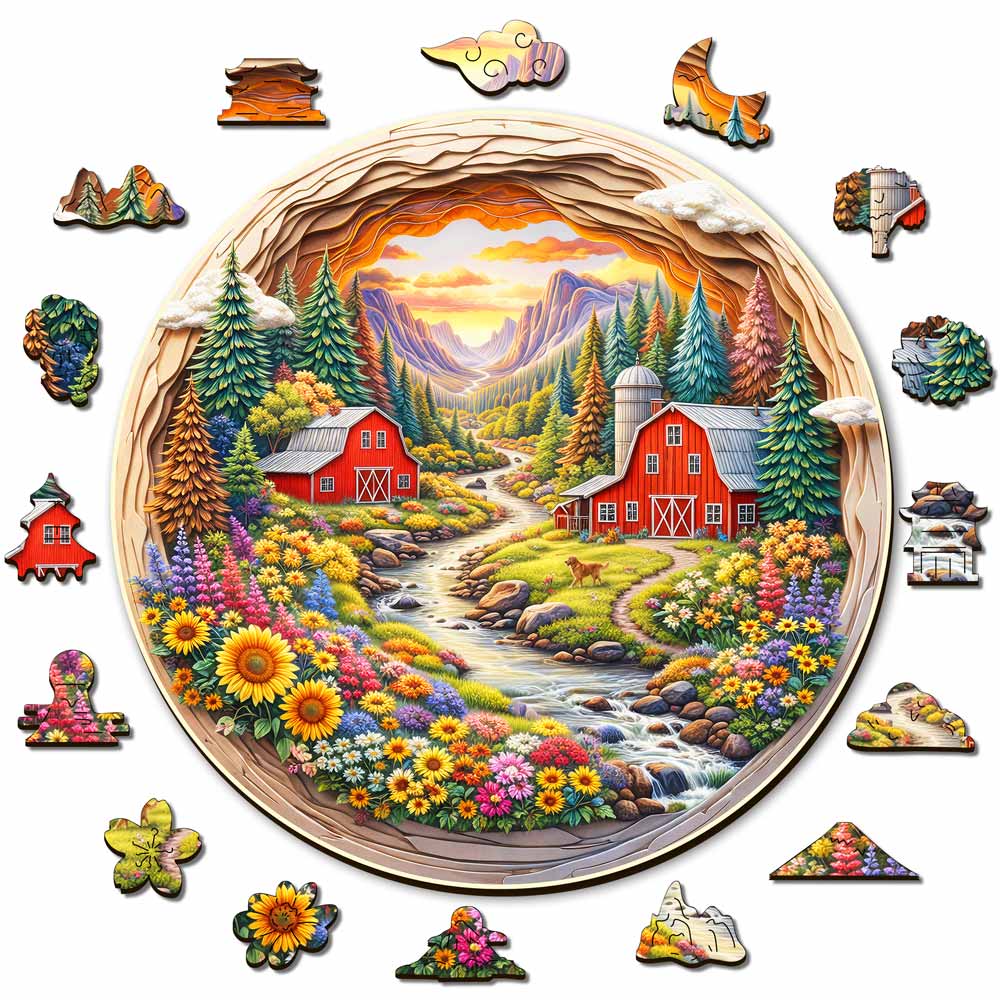 Sunny Village - Wooden Jigsaw Puzzle