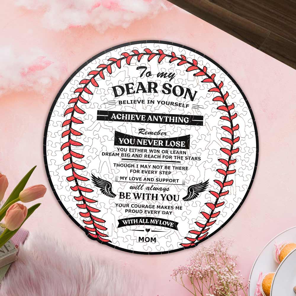 To Son From Mom - Baseball Wooden Jigsaw Puzzle