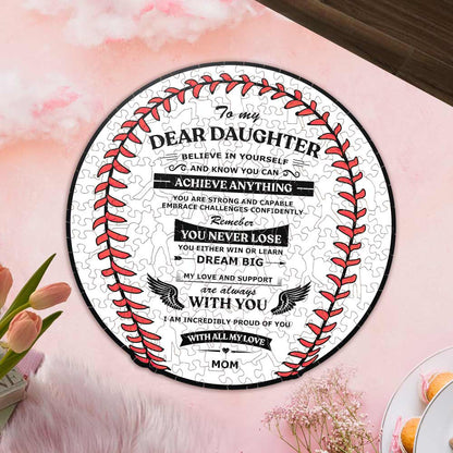 To Daughter From Mom - Baseball Wooden Jigsaw Puzzle