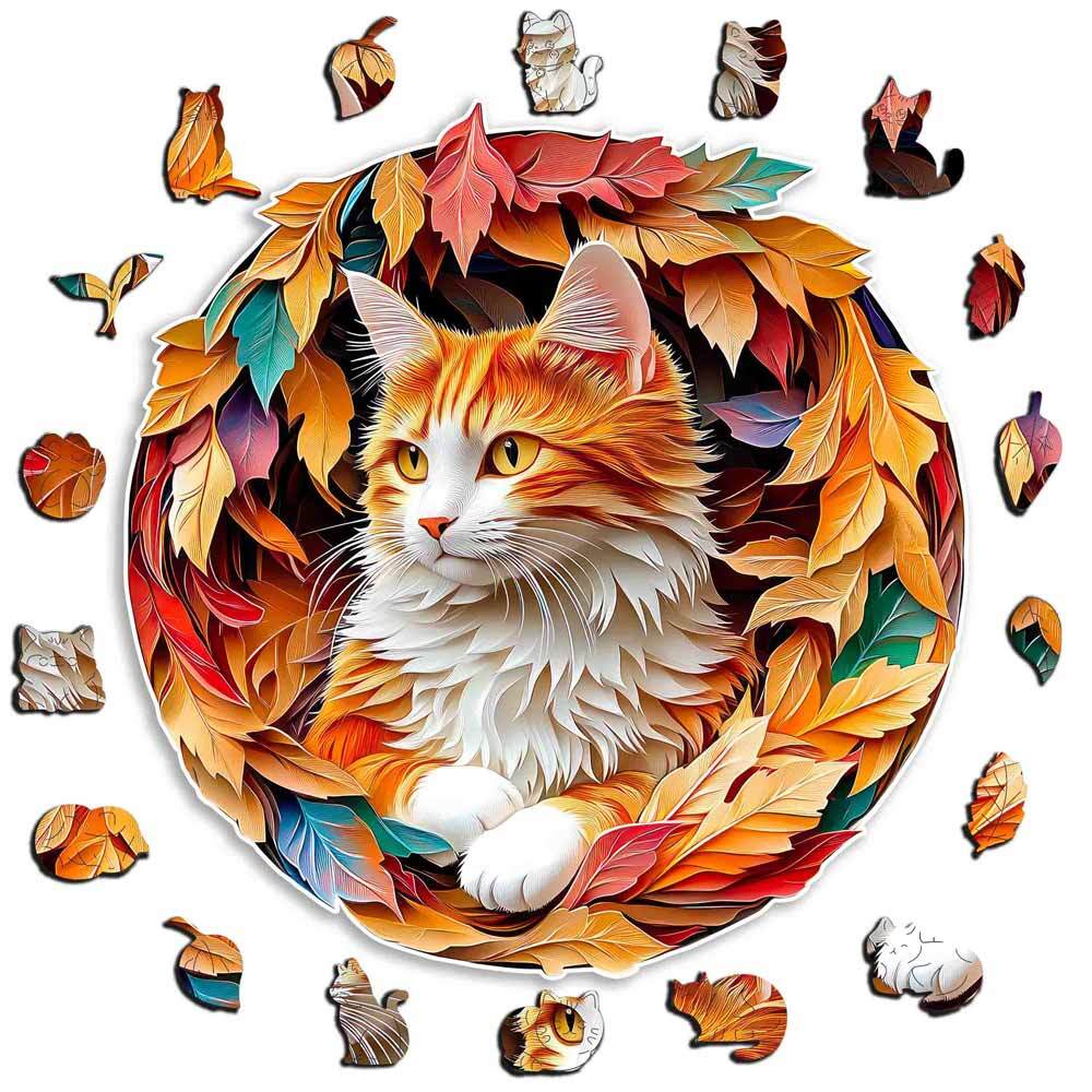 🔥Last Day - Autumn Cat - Wooden Jigsaw Puzzle