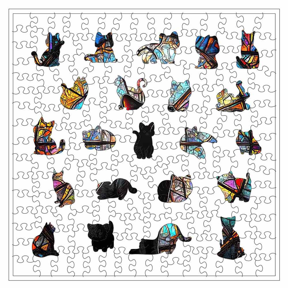 🔥Last Day - Stained Glass Cat - Wooden Jigsaw Puzzle