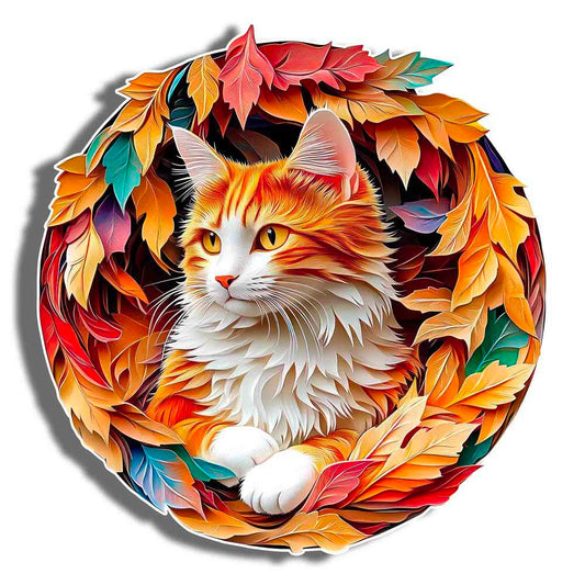 🔥Last Day - Autumn Cat - Wooden Jigsaw Puzzle