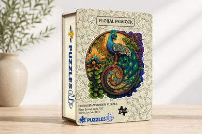 Floral Peacock - Wooden Jigsaw Puzzle