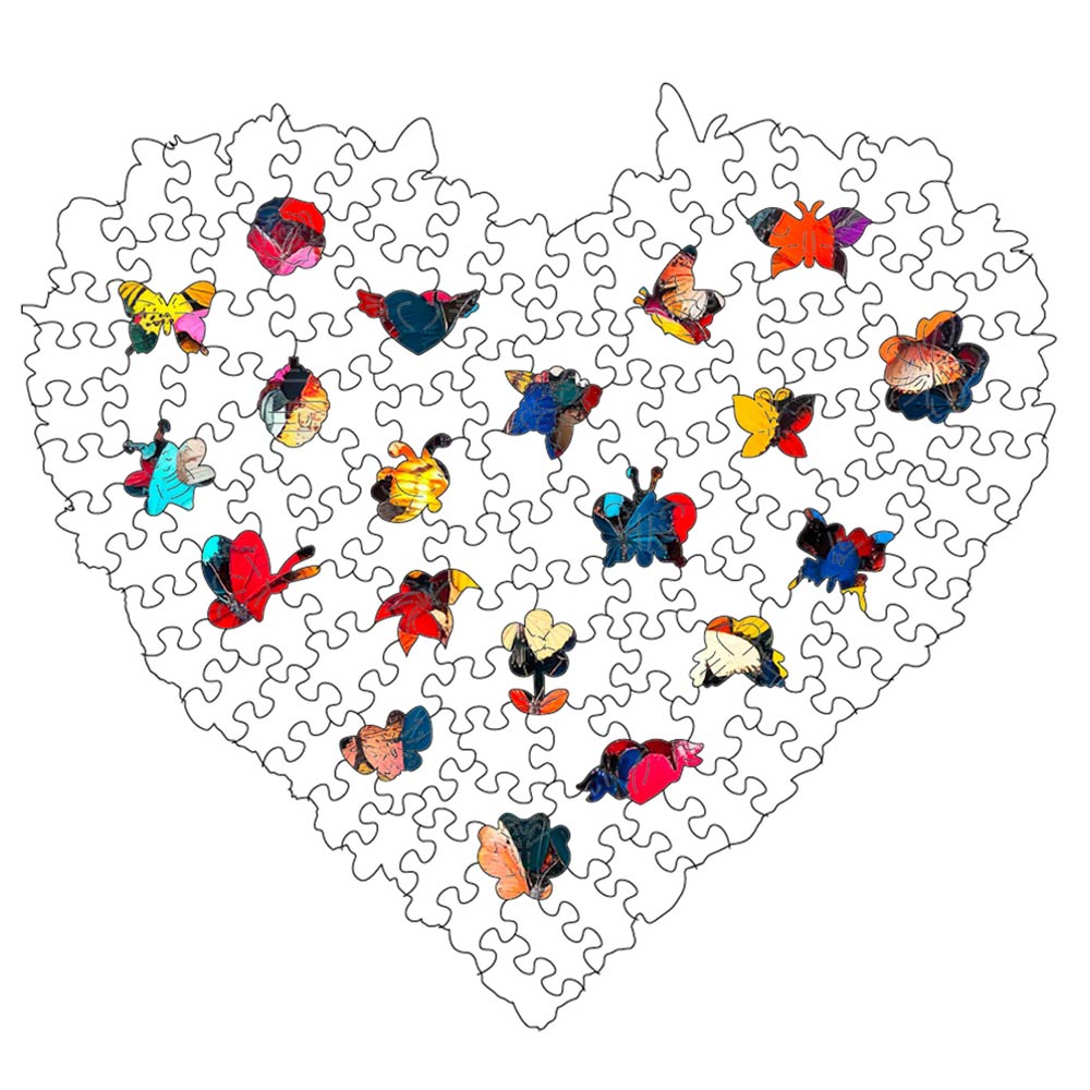 Butterfly Heart - Wooden Jigsaw Puzzle