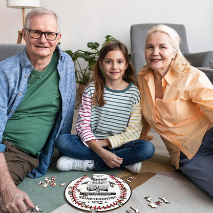 To GrandDaughter From GrandMa - Baseball Wooden Jigsaw Puzzle