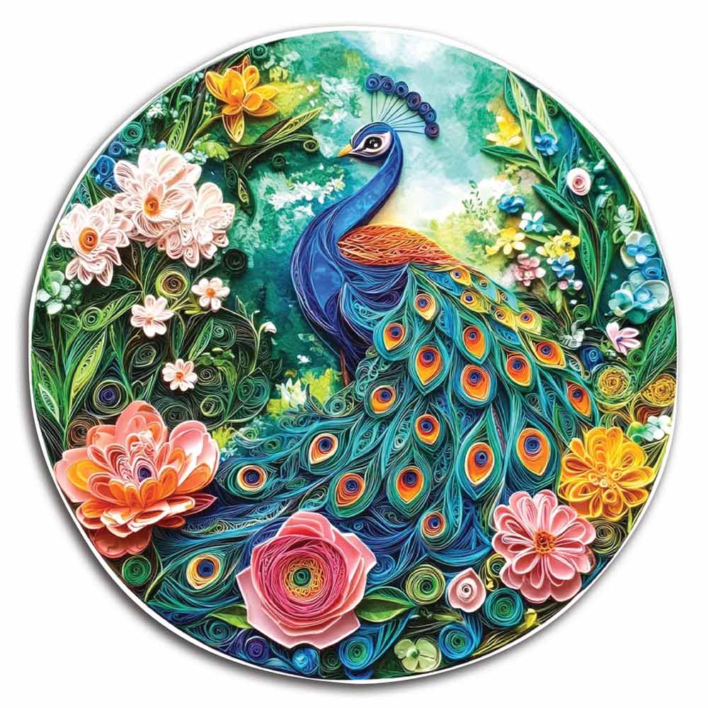 Blooming Peacock - Wooden Jigsaw Puzzle