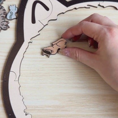 Cat Shaped - Wooden Jigsaw Puzzle