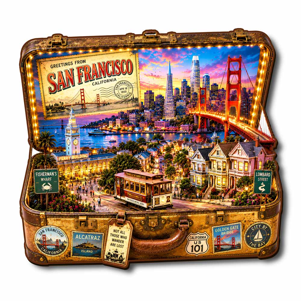 San Francisco Travel Case - Wooden Jigsaw Puzzle