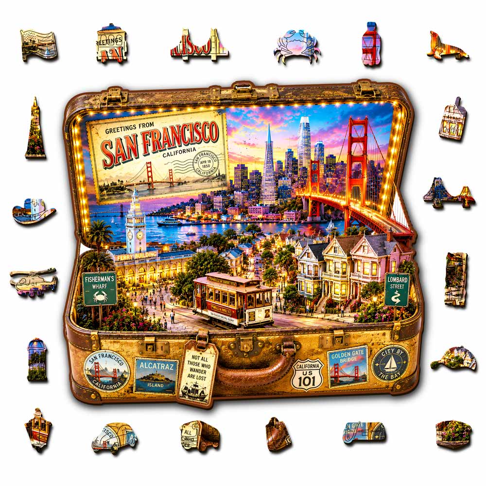 San Francisco Travel Case - Wooden Jigsaw Puzzle