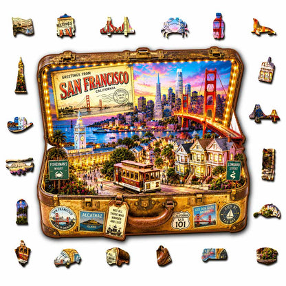 San Francisco Travel Case - Wooden Jigsaw Puzzle