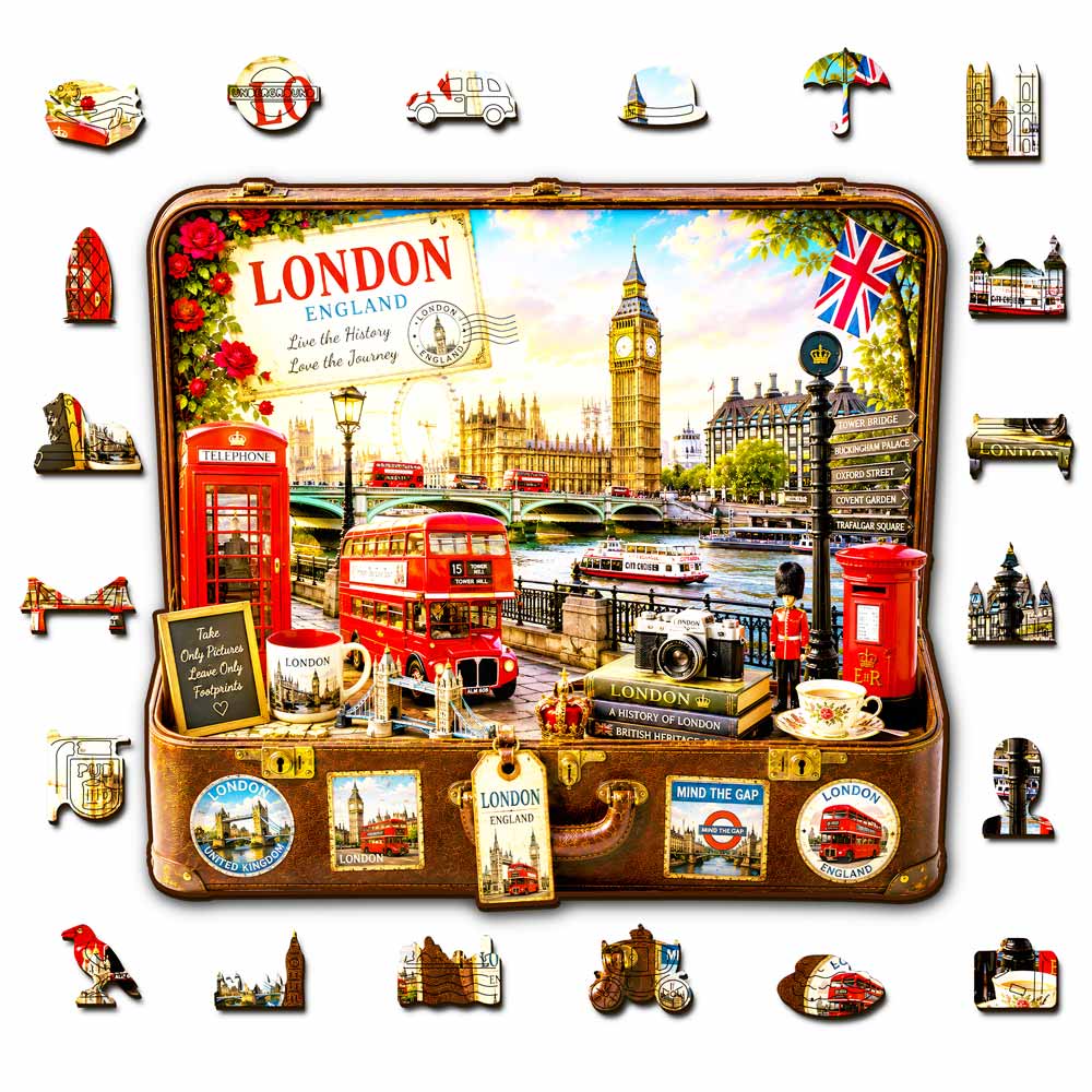 London Travel Case - Wooden Jigsaw Puzzle