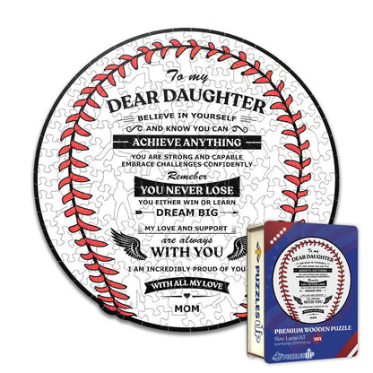 To Daughter From Mom - Baseball Wooden Jigsaw Puzzle