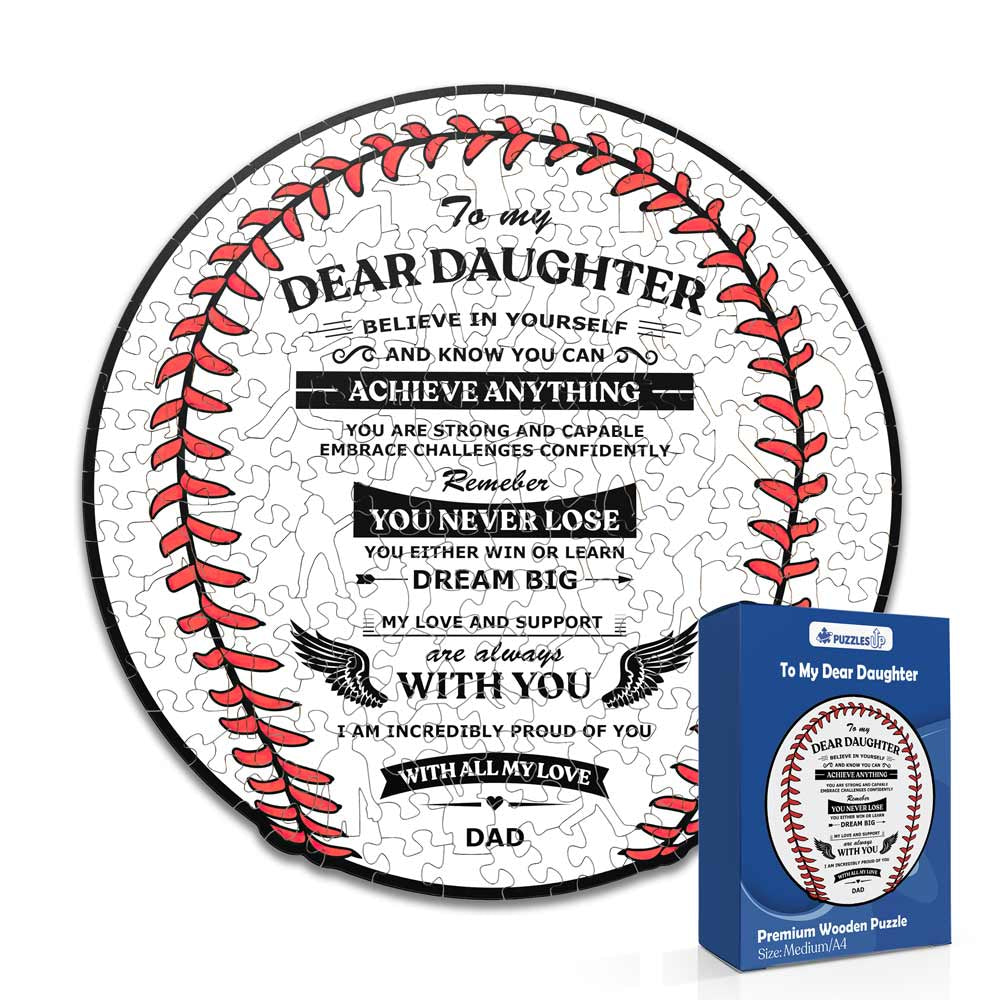 To Daughter From Dad - Baseball Wooden Jigsaw Puzzle