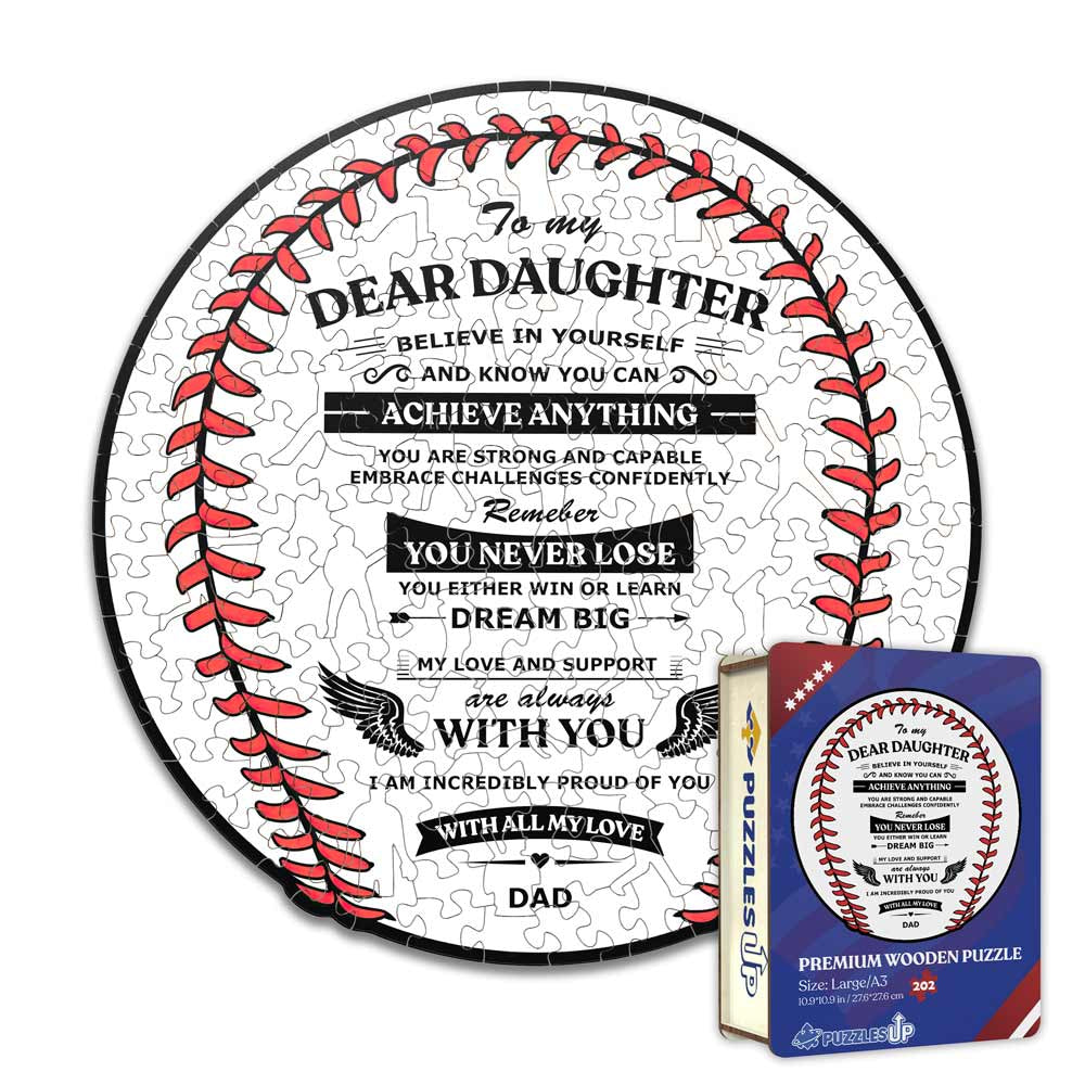 To Daughter From Dad - Baseball Wooden Jigsaw Puzzle