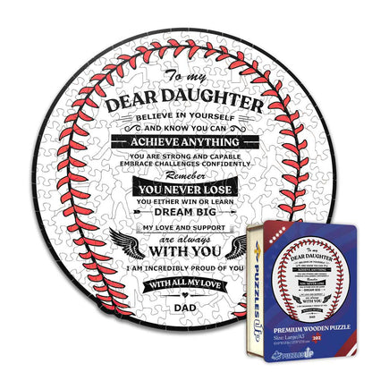 To Daughter From Dad - Baseball Wooden Jigsaw Puzzle