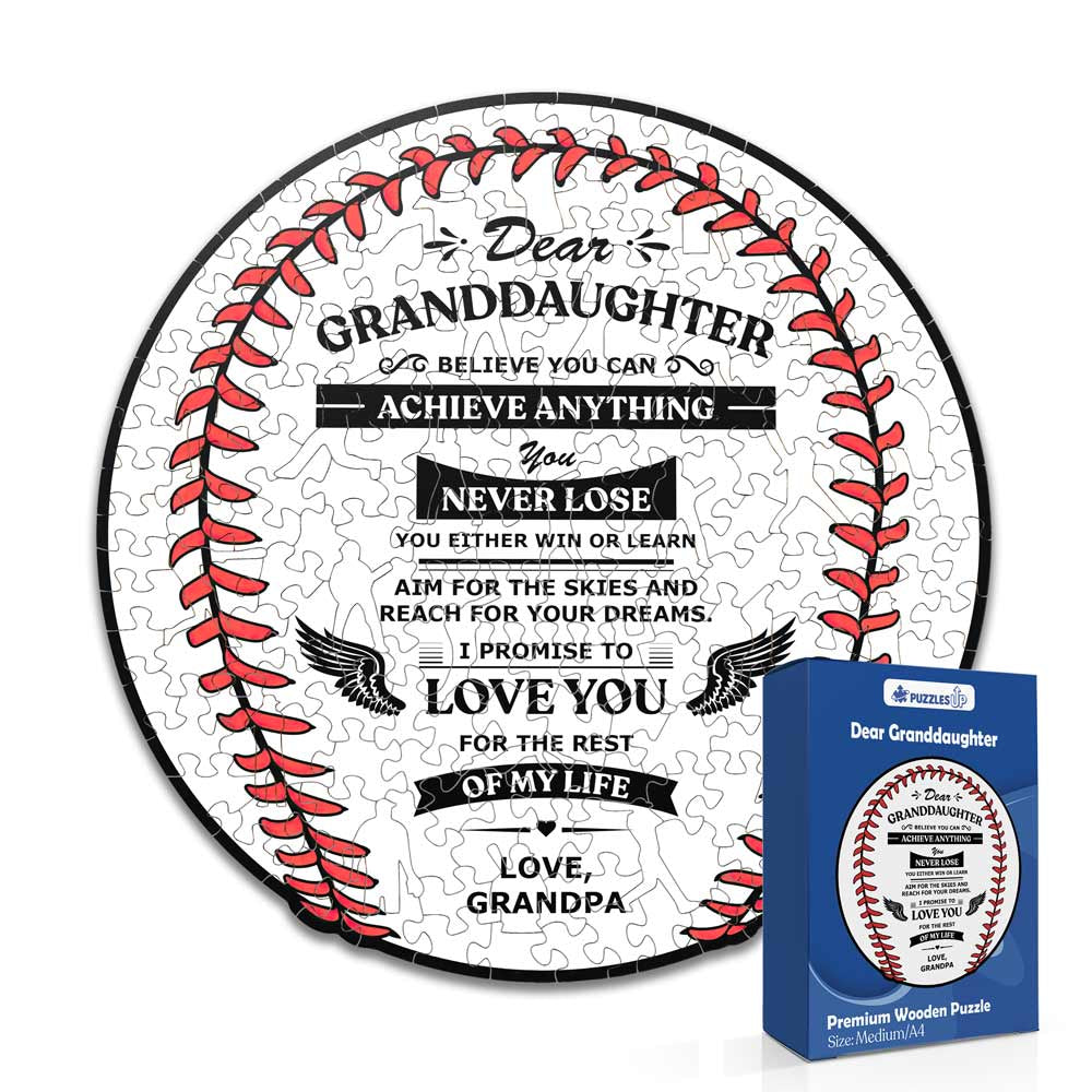 To GrandDaughter From GrandPa - Baseball Wooden Jigsaw Puzzle