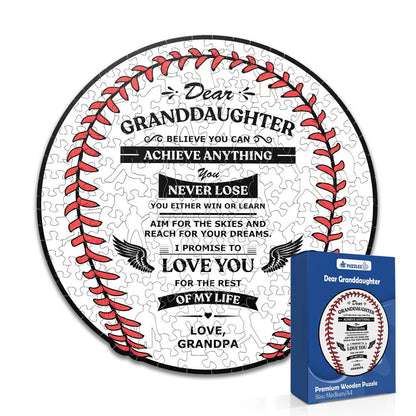 To GrandDaughter From GrandPa - Baseball Wooden Jigsaw Puzzle