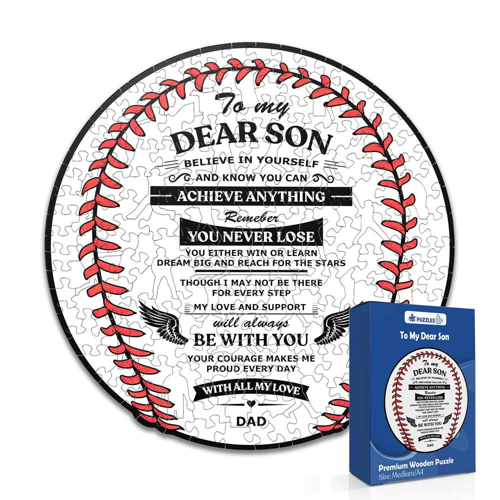 To Son From Dad - Baseball Wooden Jigsaw Puzzle