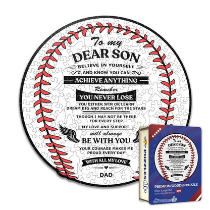 To Son From Dad - Baseball Wooden Jigsaw Puzzle