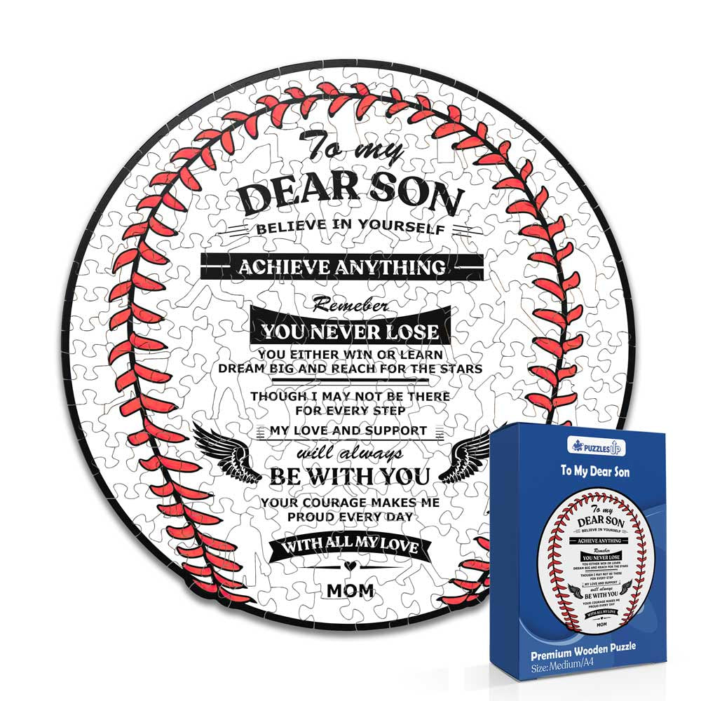 To Son From Mom - Baseball Wooden Jigsaw Puzzle