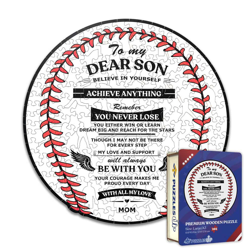 To Son From Mom - Baseball Wooden Jigsaw Puzzle