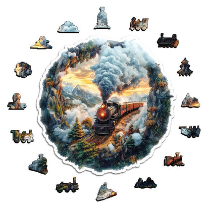 🔥Last Day - Mountain Train - Wooden Jigsaw Puzzle