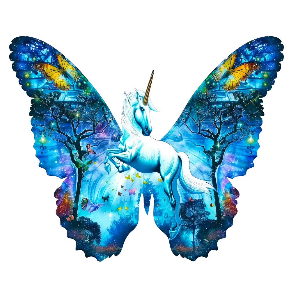 Unicorn Butterfly - Wooden Jigsaw Puzzle