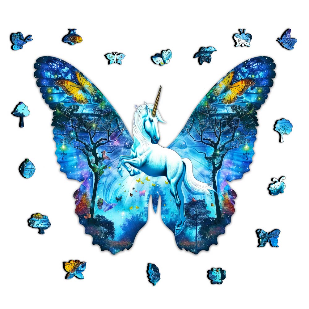 Unicorn Butterfly - Wooden Jigsaw Puzzle