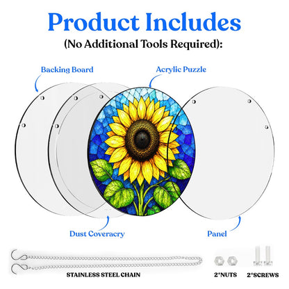 Acrylic Jigsaw Puzzle Suncatcher - Golden Sunflower