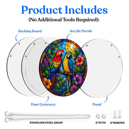 Acrylic Jigsaw Puzzle Suncatcher - Parrot Paradise