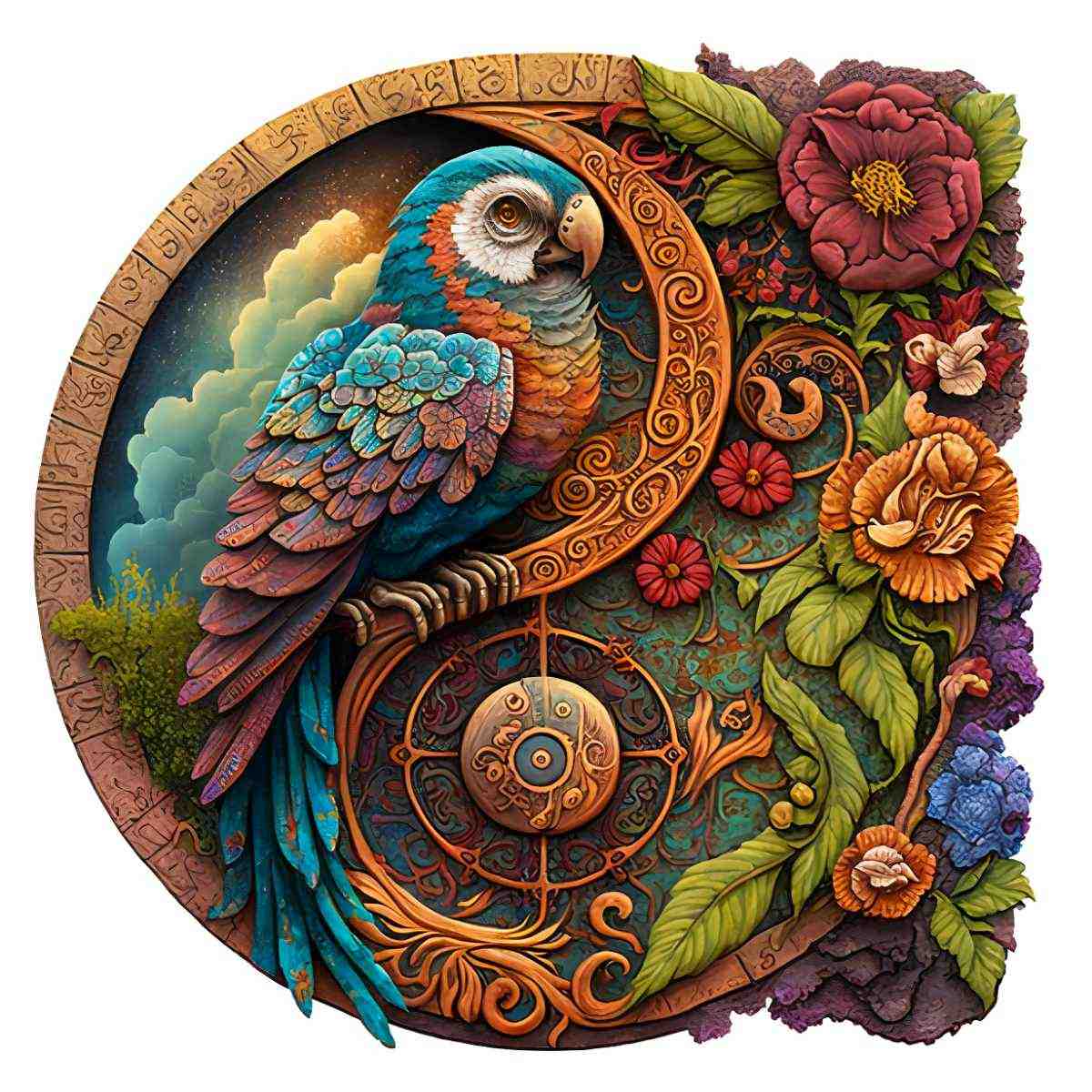 Animal Jigsaw Puzzle > Wooden Jigsaw Puzzle > Jigsaw Puzzle A5 Parrot Yin Yang - Jigsaw Puzzle