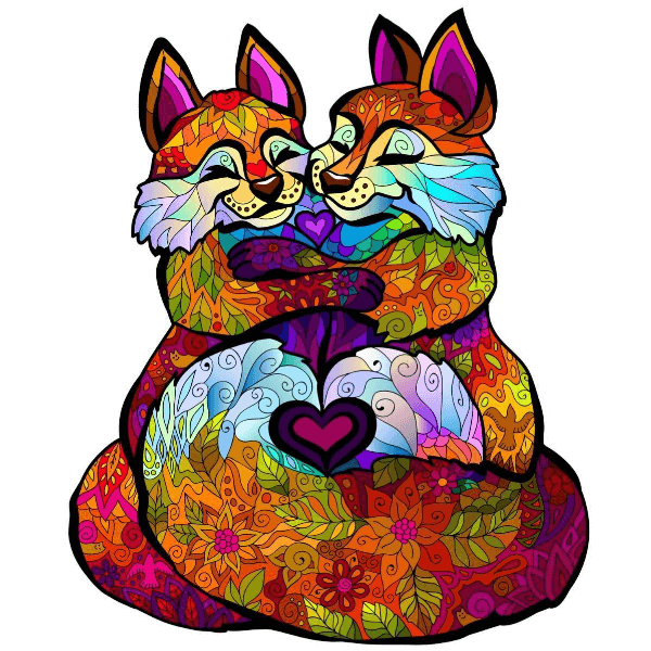 Lover Foxes - Wooden Jigsaw Puzzle - PuzzlesUp