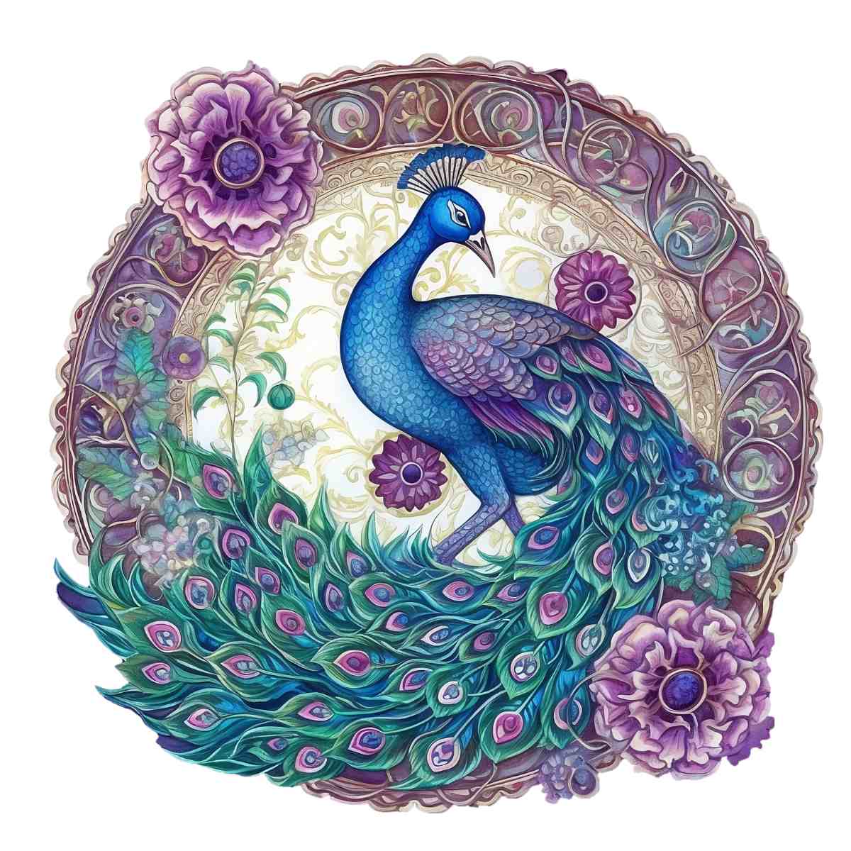Enchanted Peacock - Wooden Jigsaw Puzzle - PuzzlesUp
