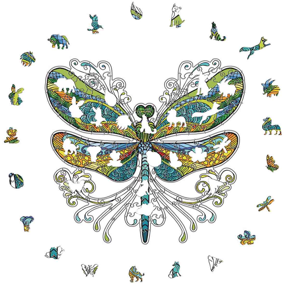 Blue Dragonfly - Wooden Jigsaw Puzzle