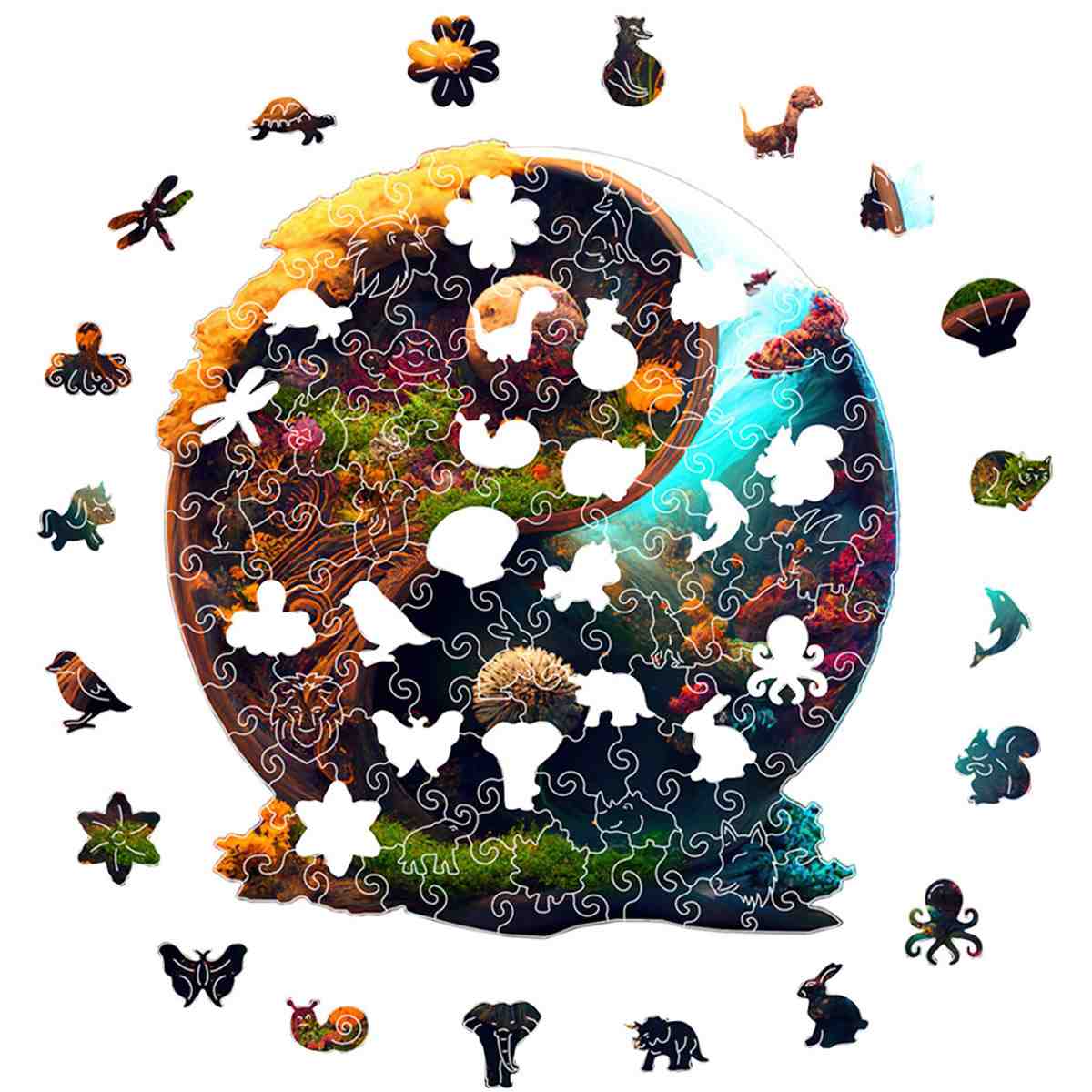 Magical Two Worlds Yin Yang - Wooden Jigsaw Puzzle