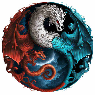 Dragon Yin Yang - Wooden Jigsaw Puzzle - PuzzlesUp