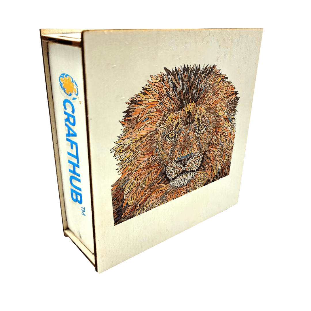 A3+Wooden Box Wild Lion - Jigsaw Puzzle